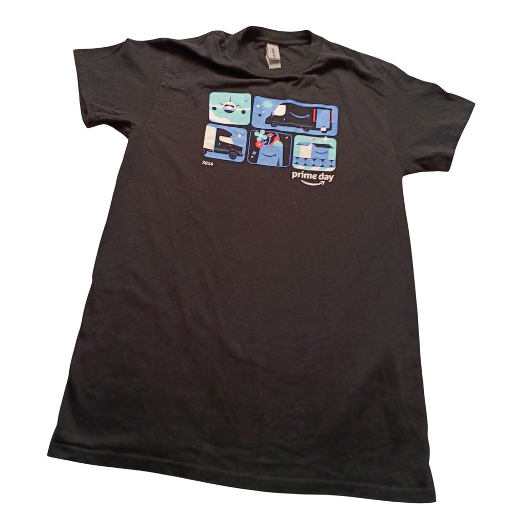 Gildan T-Shirt Men's Amazon Prime Day 2024 Graphic Promo Black Tee Crew Neck S